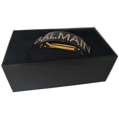 Заколка-автомат с кристаллами Swarovski цвет черный (1шт)