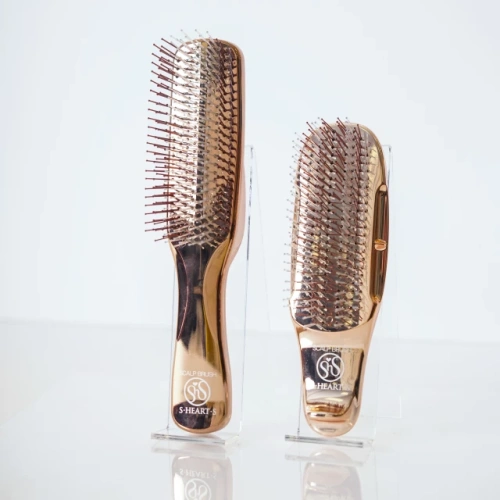Расческа Scalp Brush Gold с укороченной ручкой, розовое золото (1шт)