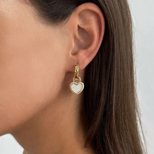 Серьги «сердца» двусторонние золотистые