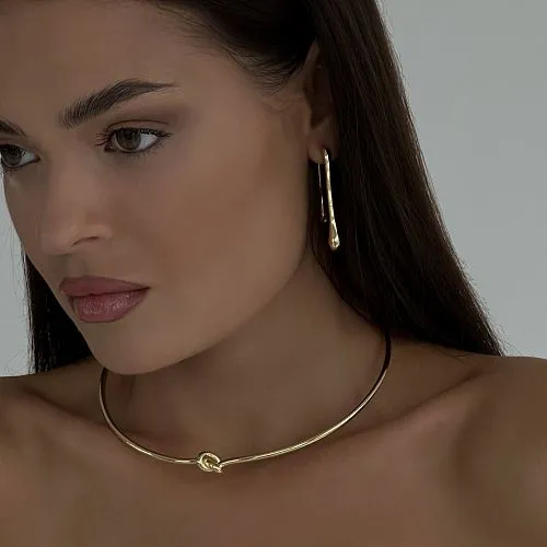 Серьги длинные капли золотистые