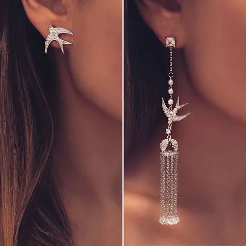 Серьги "ласточки" с кисточкой