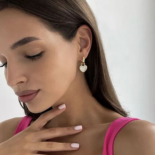 Серьги «сердца» двусторонние золотистые